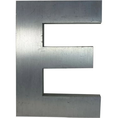 1950's Vintage American Spanjer Brothers Brushed Aluminum Letter E Building Sign 