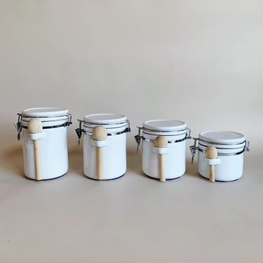 WHITE CERAMIC CANISTERS - S/4 