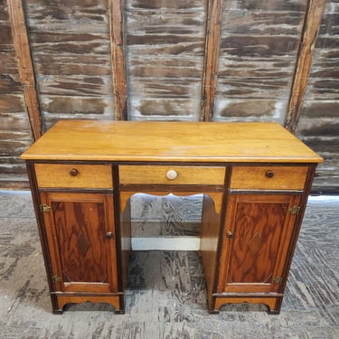 Vintage Wooden Desk with Diamond Motif 42