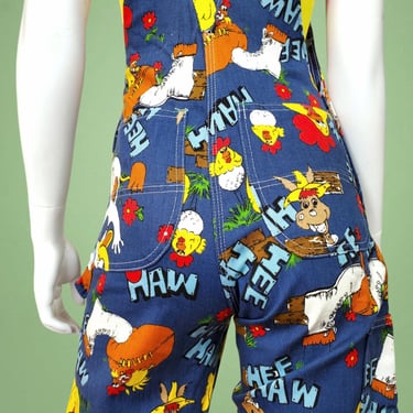 1970s HEE HAW overalls! Novelty vintage cartoon graphics art Liberty collectible Roy Clark variety show iconic t.v. humor funny  1970s (XS) 