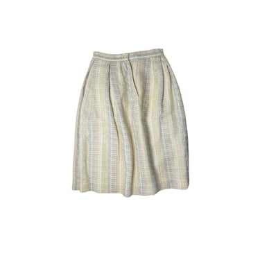 Vintage 60's John Meyer Beige Wool Pleated Boucle Tweed Skirt, Size 8 