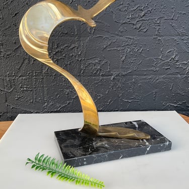 1990 M. Shannon Brass Bird Sculpture on Marble Base