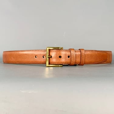 JOHN LOBB Size 37 Brown Gold Pebble Grain Leather Belt