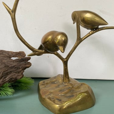 Vintage Brass Tree With 2 Birds, 2 Birds On A branch, 1 Bird A Bit Cockeyed, Looks Like Finches, See All Photos and READ entire description. 