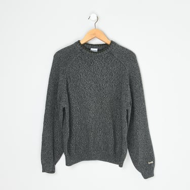 Vintage 2000s Columbia Dark Green Marled Knit Hiking Sweater - outdoors, crew neck, pullover, raglan, 100% cotton - Men's M 