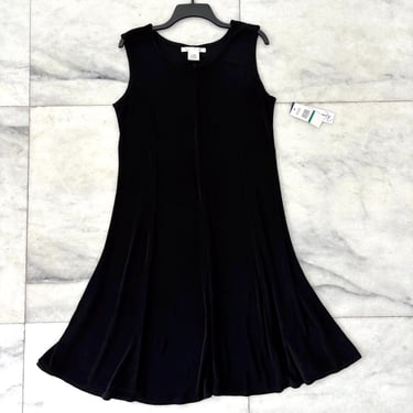 Vintage Kiara Dress Midi Black Acetate Slinky Knit XL NWT Whimsigoth Lagenlook 
