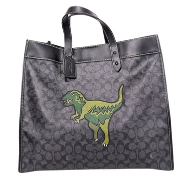 Coach - Black Monogram Field Tote 40 in Signature Canvas w/ Rexy Front Detail