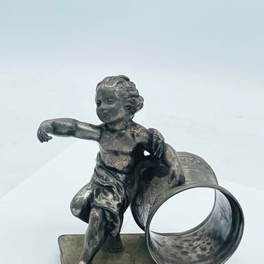 Antique Reed and Barton 1285 Cherub Napkin Ring Holder- Silver Plate- 19th Century 