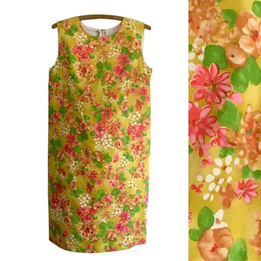 Miami Originals sleeveless A-line shift - size small - 1960s vintage floral dress 