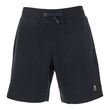 Parajumpers Men 'Cairo' Black Shorts With Elastic Drawstring Waist And Logo Patch On The Front In Cotton Blend Man