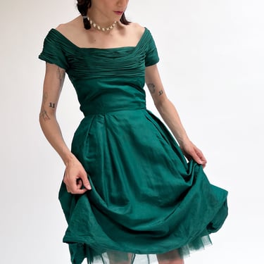 Emerald Jewel Puff Dress (S)