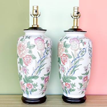 Pair of Pretty Floral Lamps