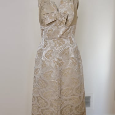 1950's Brocade Silk Wiggle Dress