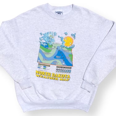 Vintage 90s Lee North Dakota “Shitty Weather Conditions” Funny Crude Parody Crewneck Sweatshirt Pullover Size Large 