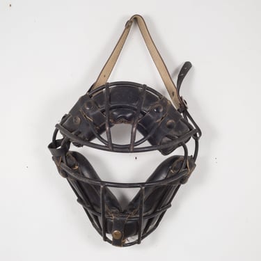 Steel and Leather Catcher's Mask with Brass Snaps c.1940