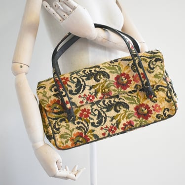 1960s Kadin Floral Tapestry Handbag 