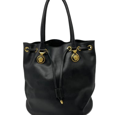 Versace Black Logo Bucket Bag