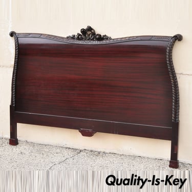Mahogany Carved Plume Feather Prince of Wales King Size Bed Headboard