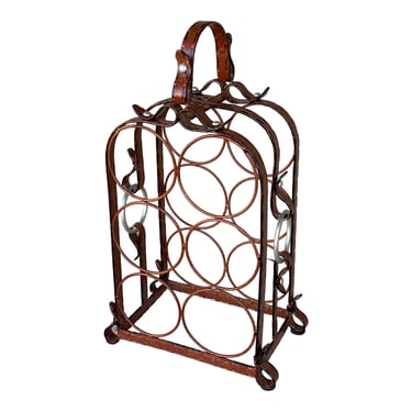 Faux Leather Equestrian Bridal Harness / Hermes Style Metal Wine Rack Carrier with Handle 