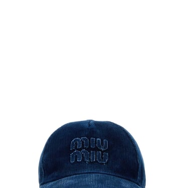 Miu Miu Women Blue Corduroy Baseball Cap