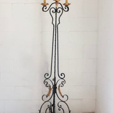early 20th century french wrought iron candleabra floor lamp