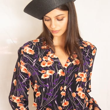 1980s Betmar Straw Exaggerated Sailor Girl Cap 