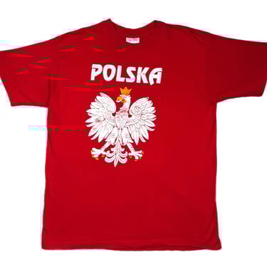 Vintage 80s/90s “Poland” Polska White Tailed Eagle Puff Print Souvenir/Destination Style Graphic T-Shirt Size Large 