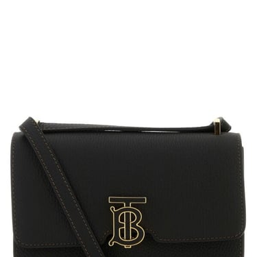 Burberry Women Black Leather Mini Tb Crossbody Bag