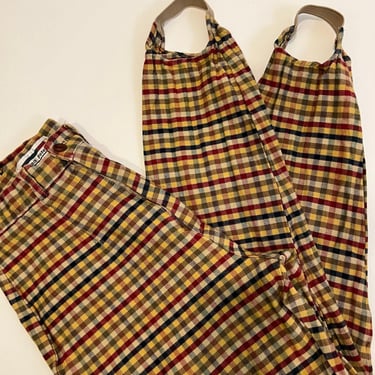 Gina Peters Vintage 1970s Stirrup Plaid High Rise Riding Preppy Pants Size XS 