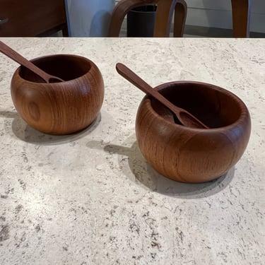 Wiggers of Denmark teak spice bowls with spoons