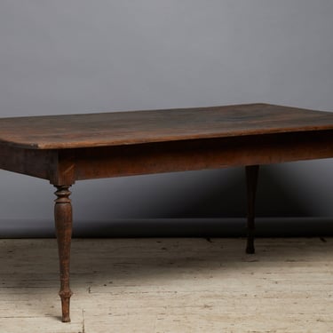 Mid 19th Century Teak Dining Table with Turned Legs from Java