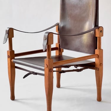 Oak and Leather Safari Chair by Wilhelm Kienzle for Wohnbedarf - Switzerland 1950s