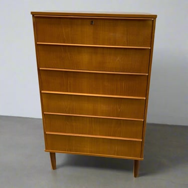 Danish Teak Six Drawer Tall Dresser - #A1514