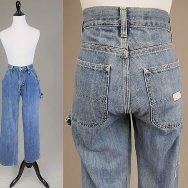 90s Gap Carpenter Jeans - 28" waist - Light Blue Cotton Denim Pants - Vintage 1990s Straight Leg - 30" inseam 