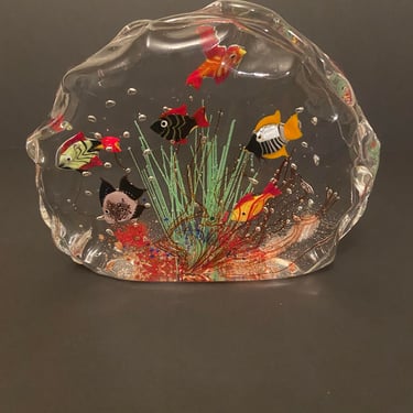 Ferro & Lazzarini Hand blown art Glass Fish Aquarium Sculpture- Unsigned 