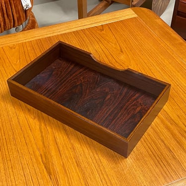 Vintage Danish Modern Rosewood Desk Inbox Document Folder Tray 