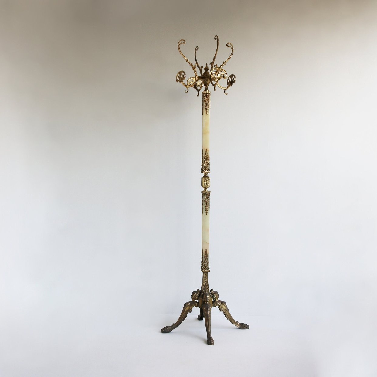 Luxurious Italian Free Standing Coat Rack Marble & Brass | Nice Old ...