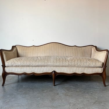 French Louis XV Provincial Style Carved Serpentine Sofa 