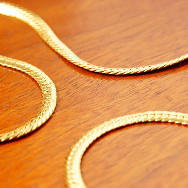 Vintage Hallmarked 18K Gold Herringbone Chain, BREV 172 AR 750, Unisex Yellow Gold Chain, 4mm Solid Gold Chain, 18&amp;quot; Long 
