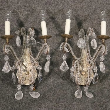 Pair of Fine French Amythest Colored and Clear Crystal Prism Candelabrum