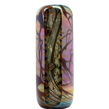 Larcomb Wicht Signed Modern Art Nouveau Iridescent Studio Art Glass Murrine Tube 