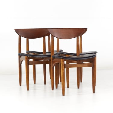 Lane Perception Mid Century Walnut Dining Chairs - Set of 4 - mcm 