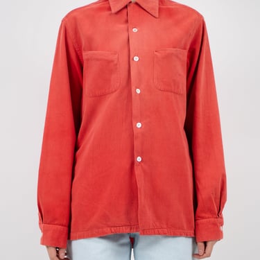 1950s McGREGOR Made in USA Corduroy Coral Red Long Sleeve Shirt