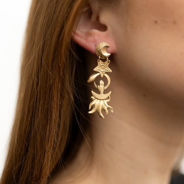 Brass and Sterling Silver Medea Serpent Astronomy Star Celestial Oracle Earrings