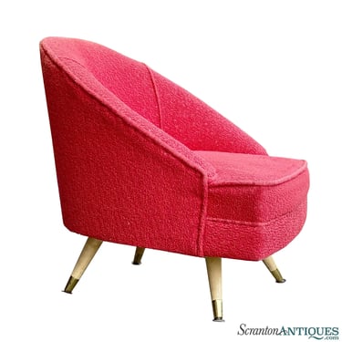 Mid-Century Modern Atomic Blush Red Swivel Lounge Chair
