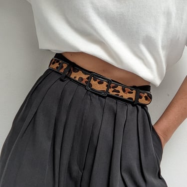 Vintage Cheetah-Print Pony Hair Leather Belt