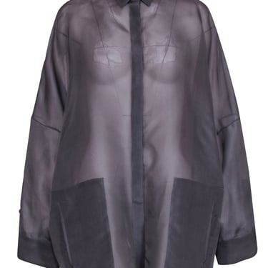 Lapointe - Grey Silk Sheer Button-Up Oversized Blouse Sz S