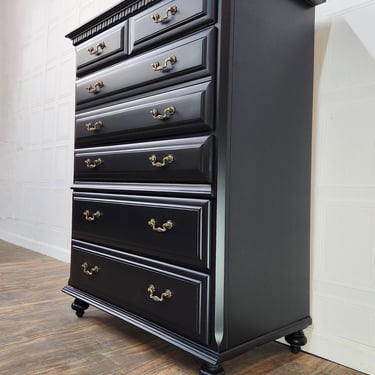 Available! Painted Vintage Black French chest of drawers. 