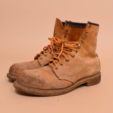Tan Leather Construction Boots By Walker, 11