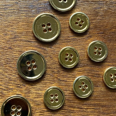 Vintage Gold Metal Buttons Set of 10 